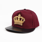 Casquette couronne dorée bordeaux, visière effet cuir