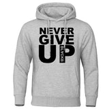 Sweat boxe Never Give Up (gris et noir)