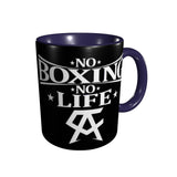 Mug No Boxing No Life, intérieur et anse bleu marine sur corps noir