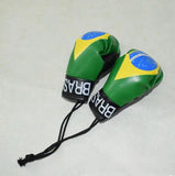 Mini gants de boxe pour rétroviseur aux couleurs du Brésil