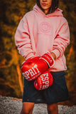 Boxeur en entraînement (training camp) avec les gants de sparring Esprit Boxe rouges