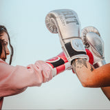 Gants de sparring Esprit Boxe argent, gants de boxe premium en cuir