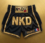 Short de kick boxe personnalisé pour club bi matière satin et mesh