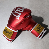 Gants de boxe Esprit Boxe 2.0 rouge métallisé, étiquette tissée cousue sur le velcro
