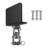 Platine de fixation pour sac de frappe posée sur le flanc d'une poutre en bois