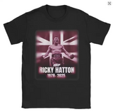 T-shirt Ricky Hatton noir, visuel hommage au champion britannique sur drapeau du Royaume-Uni