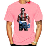 T-shirt Apollo Creed rose vif, visuel drapeau américain en pied