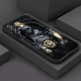 Coque UFC Samsung Galaxy, combattant drapé du drapeau américain tenant la ceinture de champion à plaque octogonale dorée