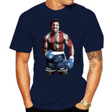 T-shirt Apollo Creed bleu marine, visuel drapeau américain en pied