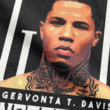 Détail du portrait vectorisé de Gervonta Davis et du monogramme GTD