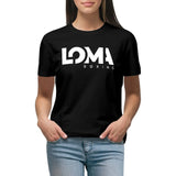 T-shirt Lomachenko femme noir, lettrage LOMA Boxing
