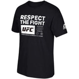T-shirt UFC Reebok noir Respect the Fight, bloc UFC blanc et ligne Honor Respect Strength Discipline