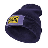 Bonnet Everlast bleu marine tricot à revers avec étiquette au logo jaune