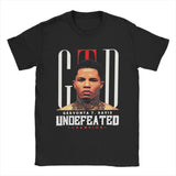 T-shirt boxe noir Gervonta Davis Undefeated, monogramme GTD et portrait vectorisé
