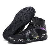 Chaussures de boxe noires à motif galaxie argent et sangle scratch