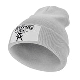Bonnet No Boxing No Life gris clair tricot à revers avec étiquette et monogramme CA
