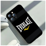 Coque Everlast iPhone, lettrage blanc et sigle jaune de la marque sur fond noir