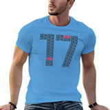 T-shirt Usyk 17 bleu azur, marquage typographique noir et rouge