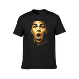 T-shirt Mohamed Ali visage doré à plat, contours en éclaboussures