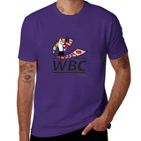 T-shirt de boxe WBC violet, logo au bras ganté et ruban de drapeaux