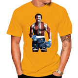 T-shirt Apollo Creed orange, visuel drapeau américain en pied