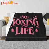 Plaid No Boxing No Life, étoiles roses et surpiqûre blanche