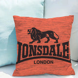 Housse de coussin Lonsdale orange chiné, lion et lettrage LONSDALE LONDON noirs