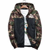 Veste Lonsdale camouflage vert à capuche, empiècement noir sur le buste