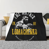 Plaid boxe Lomachenko noir, portrait noir et blanc et lettrage doré