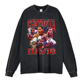 T-shirt manches longues Gervonta Davis délavé, collage rouge, ceinture wba