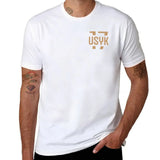 T-shirt de boxe noir Usyk, logo doré Usyk17 en petit format sur la poitrine gauche