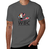 T-shirt de boxe WBC gris foncé, logo au bras ganté et ruban de drapeaux