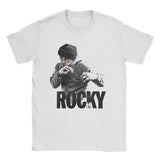 T-shirt au style Rocky Balboa blanc, scène d'entraînement en garde