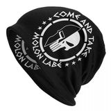 Bonnet spartiate motif Molon Labe avec crâne casqué blanc dans un cercle étoilé