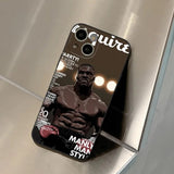 Coque iPhone Mike Tyson, une de magazine Esquire, le boxeur torse nu au centre et la mention MANLY MAN STYLE