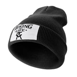Bonnet No Boxing No Life noir tricot à revers avec étiquette et monogramme CA