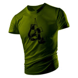 T-shirt gants de boxe vert militaire, dessin de gants suspendus en noir