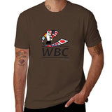 T-shirt de boxe WBC marron café, logo au bras ganté et ruban de drapeaux