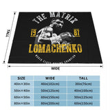 Plaid Lomachenko à plat avec le tableau des formats en centimètres