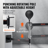 Réglage en hauteur sur 47 cm du punching ball mural par molettes de serrage