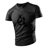 T-shirt gants de boxe gris foncé, dessin de gants suspendus en noir