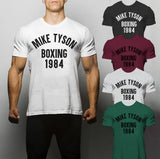 T-shirt de boxe Mike Tyson Boxing 1984, marquage typographique sur trois lignes, trois coloris