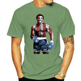 T-shirt Apollo Creed vert sauge, visuel drapeau américain en pied