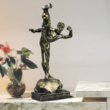 Statue Bruce Lee en résine bronze, coup de pied haut sur base rocheuse
