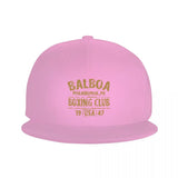 Casquette Rocky Balboa rose, lettrage doré