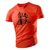 T-shirt boxeur orange, scène de combat sur le ring dessinée en noir