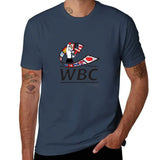 T-shirt de boxe WBC bleu marine, logo au bras ganté et ruban de drapeaux