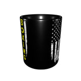 Mug boxe drapeau USA vu de dos, paroi noire