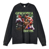 T-shirt manches longues Gervonta Davis délavé, collage vert, quatre portraits