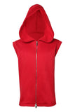 Sweat sans manches rouge Creed zippé, capuche relevée